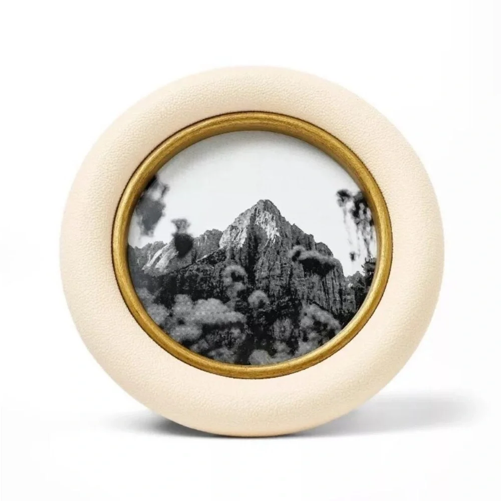 Studio McGee 4x4 Shagreen Wrapped Single Image Frame Cream